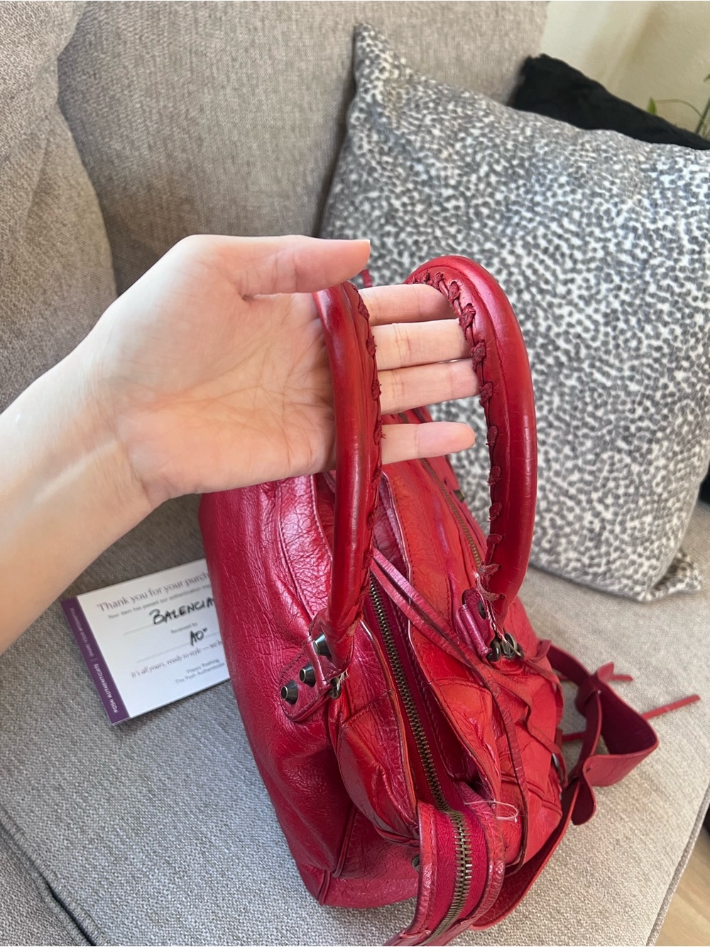 Balenciaga Vintage Le City Velo Red Leather Satchel Bag - Picture 6 of 13